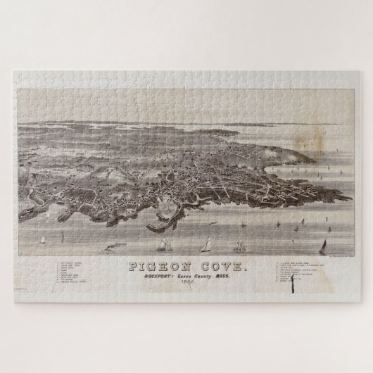 ヴィンテージピジョンコーブロックポートMAの地図(1886) ジグソーパズル (横)
