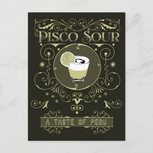 ヴィンテージピスコサワーポストカード ポストカード (正面)