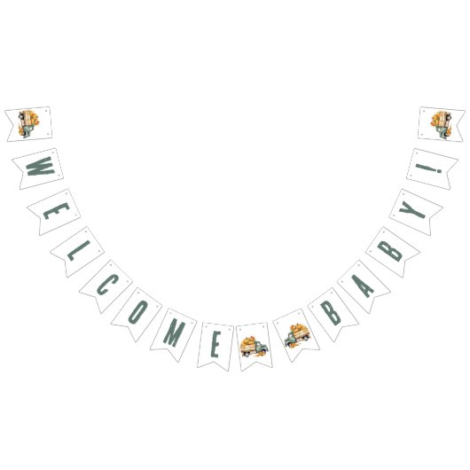 ヴィンテージピックアップトラックカボチャ赤ちゃんシャワー バンティングフラッグ (全)