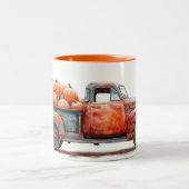 ヴィンテージピックアップトラックパンプキンハーベスト ツートーンマグカップ (中央)