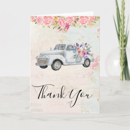 ヴィンテージピックアップトラック素朴の水の色ありがとう カード (正面)