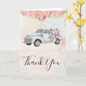 ヴィンテージピックアップトラック素朴の水の色ありがとう カード (黄色い花)