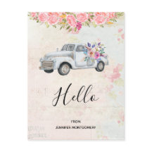 ヴィンテージピックアップトラック素朴の水色こんにちは