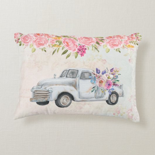 ヴィンテージピックアップトラック素朴の水色 アクセントクッション (裏面)