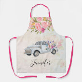 ヴィンテージピックアップトラック素朴の水色 エプロン (正面)
