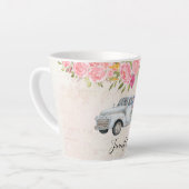 ヴィンテージピックアップトラック素朴の水色 カフェラテマグ (左アングル)