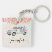 ヴィンテージピックアップトラック素朴の水色 キーホルダー (裏面)