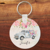 ヴィンテージピックアップトラック素朴の水色 キーホルダー (正面)