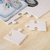 ヴィンテージピックアップトラック素朴の水色 ジグソーパズル (側面)