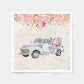 ヴィンテージピックアップトラック素朴の水色 スタンダードカクテルナプキン (正面)