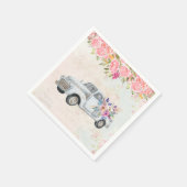 ヴィンテージピックアップトラック素朴の水色 スタンダードカクテルナプキン (角)