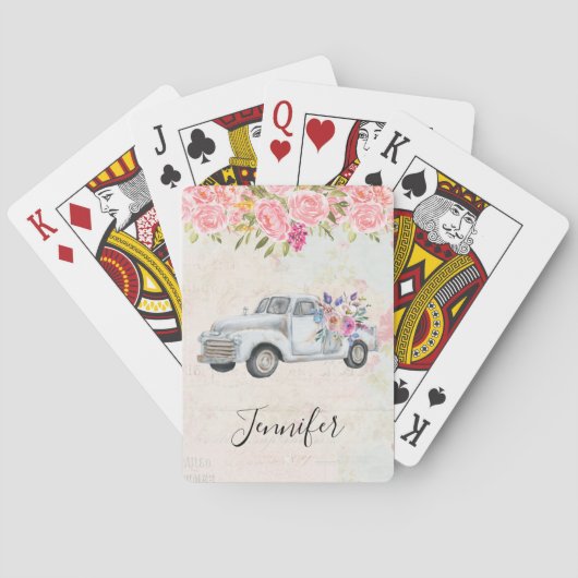 ヴィンテージピックアップトラック素朴の水色 トランプ (裏面)