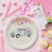 ヴィンテージピックアップトラック素朴の水色 ペーパープレート (パーティー)