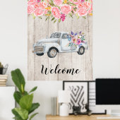 ヴィンテージピックアップトラック素朴の水色 ポスター (ホームオフィス)