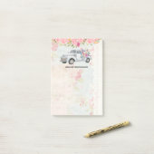 ヴィンテージピックアップトラック素朴の水色 ポストイット (デスク上)