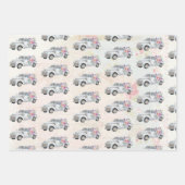 ヴィンテージピックアップトラック素朴の水色 ラッピングペーパーシート (正面3)