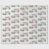 ヴィンテージピックアップトラック素朴の水色 ラッピングペーパー (フラット)