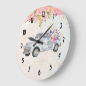 ヴィンテージピックアップトラック素朴の水色 ラージ壁時計 (傾斜)