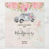 ヴィンテージピックアップトラック素朴の水色 ワインラベル (シングルラベル)