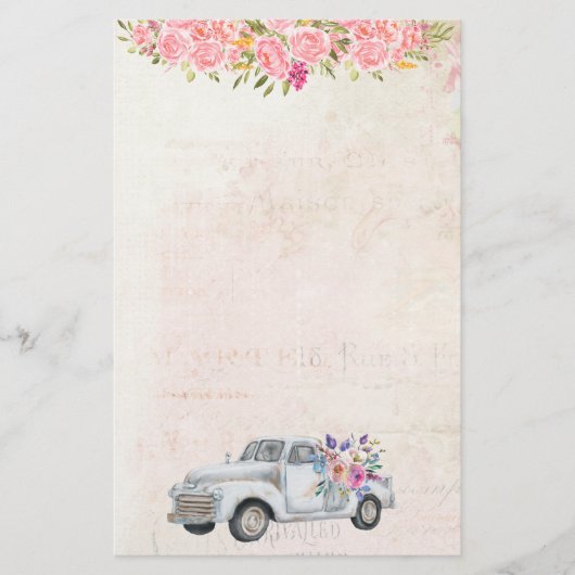 ヴィンテージピックアップトラック素朴水彩文房具 便箋 (正面)