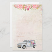 ヴィンテージピックアップトラック素朴水彩文房具 便箋 (正面/裏面)