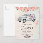 ヴィンテージピックアップトラック素朴水彩誕生日 インビテーションポストカード (正面/裏面)