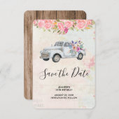 ヴィンテージピックアップトラック素朴水彩誕生日 セーブザデート (正面/裏面)