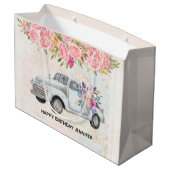 ヴィンテージピックアップトラック素朴水彩誕生日 ラージペーパーバッグ (裏面アングル)