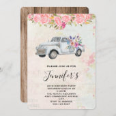 ヴィンテージピックアップトラック素朴水彩誕生日 招待状 (正面/裏面)