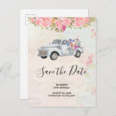 ヴィンテージピックアップトラック素朴誕生日保存日 インビテーションポストカード (正面/裏面)