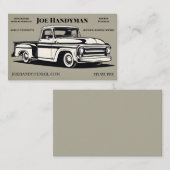 ヴィンテージピックアップトラックonベージュハンドマインサービス 名刺 (正面/裏面)