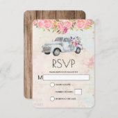 ヴィンテージピックアップト素朴ラックの水結婚色 出欠カード (正面/裏面)