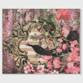 ヴィンテージピック（フレームピンク）フローラ ラッピングペーパー (フラット)