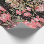 ヴィンテージピック（フレームピンク）フローラ ラッピングペーパー (角)