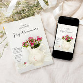 ヴィンテージピッチャー&ピンクローズキンセアニェラパーティー 招待状