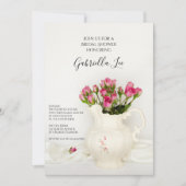 ヴィンテージピッチャー&ピンクローズブライダルシャワー 招待状 (正面)