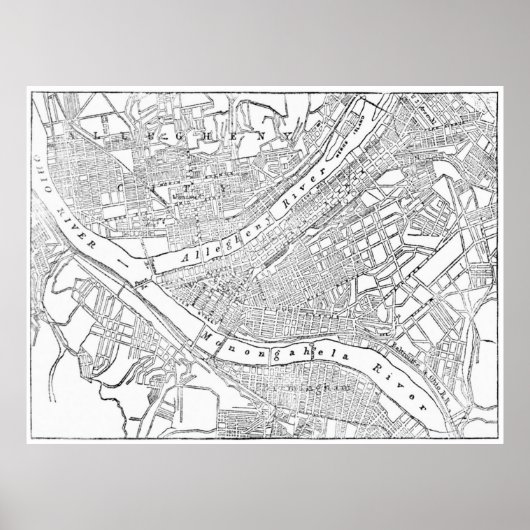ヴィンテージピッツバーグの地図(1885年) ポスター (正面)