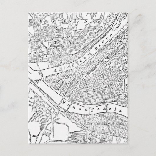 ヴィンテージピッツバーグの地図（1885年） ポストカード (正面)