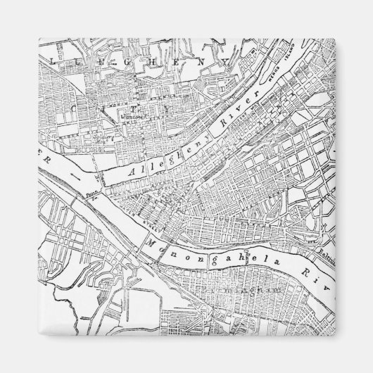ヴィンテージピッツバーグの地図(1885年) マグネット (正面)