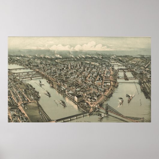 ヴィンテージピッツバーグの絵図（1902年） ポスター (正面)