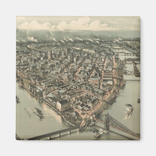 ヴィンテージピッツバーグの絵図（1902年） マグネット (正面)