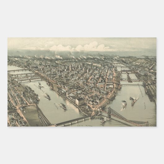 ヴィンテージピッツバーグの絵図（1902年） 長方形シール (正面)