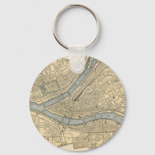 ヴィンテージピッツバーグPAの地図(1891) キーホルダー (正面)