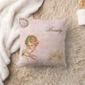 ヴィンテージピモダンンクエレガントフラワーガールコーヒー クッション (ブランケット)