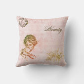 ヴィンテージピモダンンクエレガントフラワーガールコーヒー クッション (裏面)