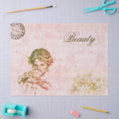 ヴィンテージピモダンンクエレガントフラワーガールコーヒー 薄葉紙 (クラフト)