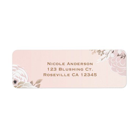 ヴィンテージピモダンンク&金ゴールドフローラブライダルシャワー ラベル (正面)