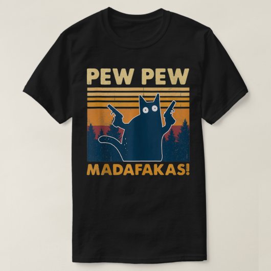 ヴィンテージピュー熱狂するピュー猫 Tシャツ (デザイン正面)