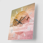 ヴィンテージピラミッドは古代エジプトのカイロ砂漠にある スクエア壁時計 (傾斜)