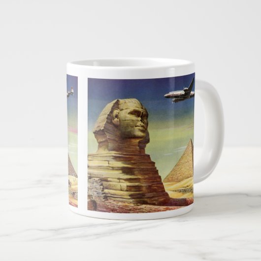 ヴィンテージピラミッド素晴らし、ギザのスフィンクス、エジプト ジャンボコーヒーマグカップ (正面右)